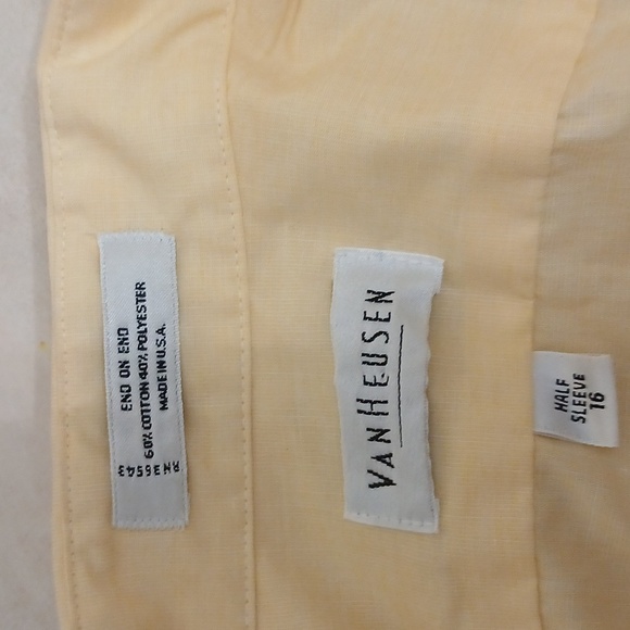 Van Heusen Yellow Wrinkle Free Oxford Neck 16 Long Sleeve Shirt - Picture 5 of 6